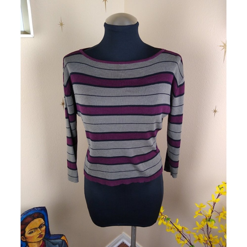 Vintage 90's Clio Striped Silk Knit Crop Top